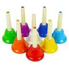 A-Star Coloured Metal Diatonic Hand Bells Set of 8 Notes