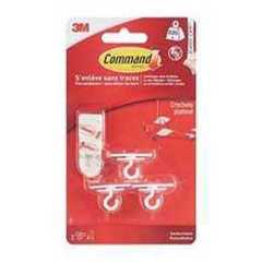 Command Ceiling Hooks, White - Pack of 3 Hooks and 4 Adhesive