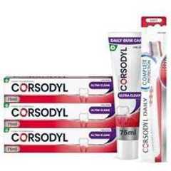 Corsodyl Ultra Clean Gum Care Bundle, Daily Fluoride Toothpaste 75