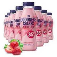 For Goodness Shakes Strawberry Protein Shakes, 35g Protein, High Protein